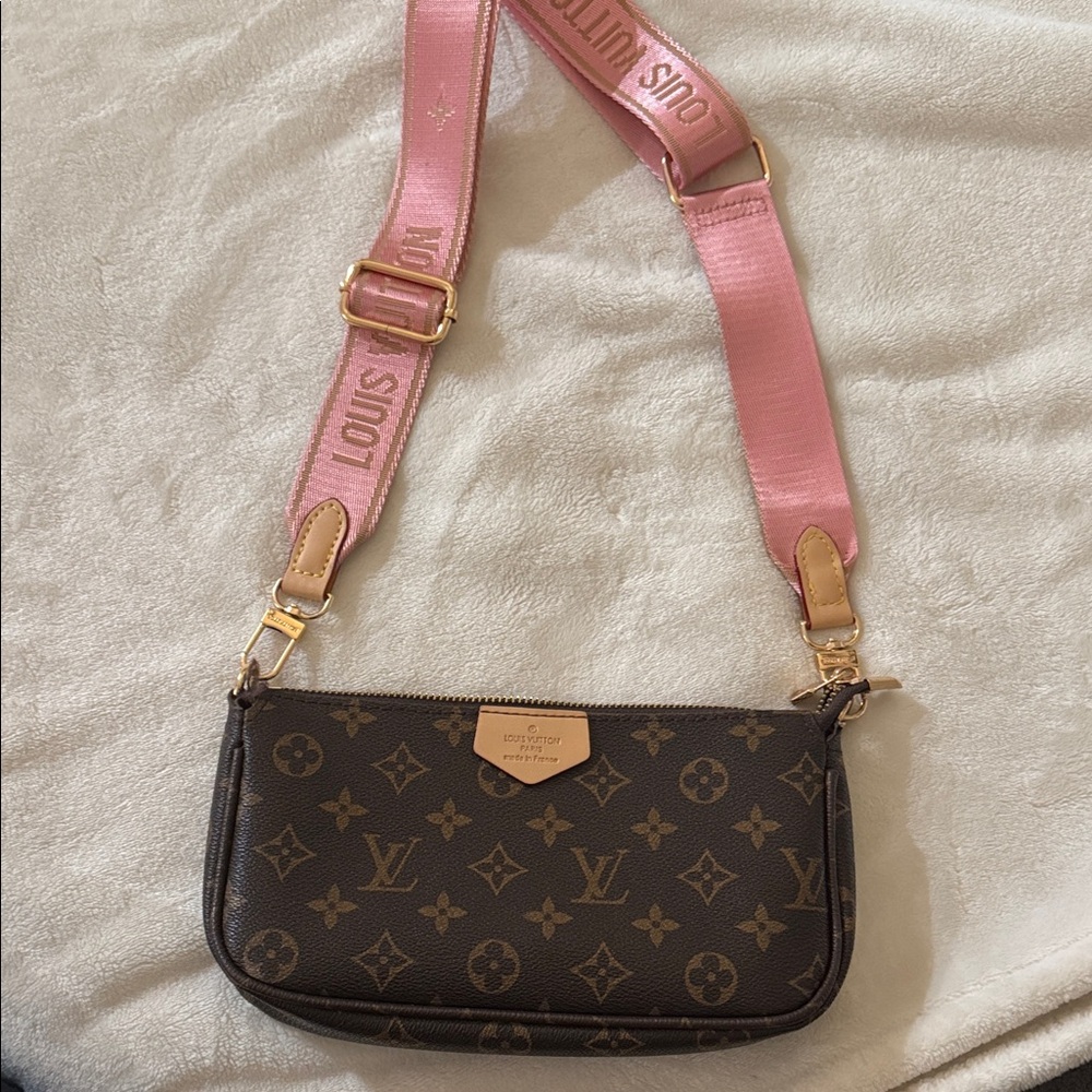Brown and Pink Monogram Crossbody Bag